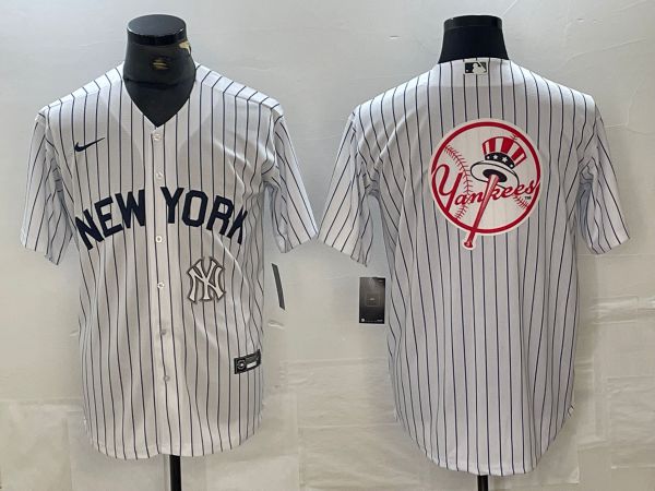 Men New York Yankees Blank White Stripe Game Nike 2024 MLB Jersey style 9